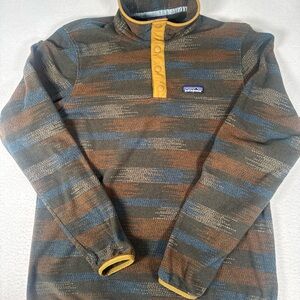 Patagonia Micro D Snap  Mens Small Aztec Green Fleece Sweater Pullover Hiking